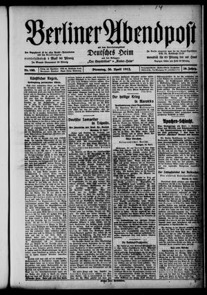 Berliner Abendpost vom 30.04.1912