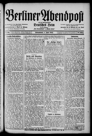 Berliner Abendpost vom 01.06.1912