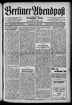 Berliner Abendpost vom 27.06.1912
