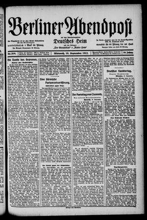 Berliner Abendpost vom 18.09.1912