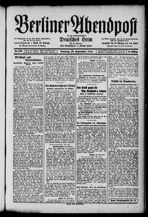 Berliner Abendpost vom 29.09.1912