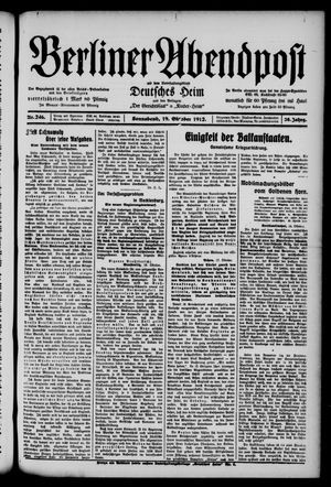 Berliner Abendpost vom 19.10.1912