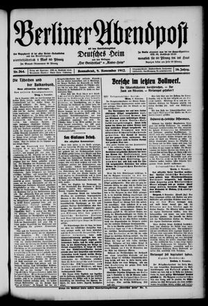 Berliner Abendpost vom 09.11.1912