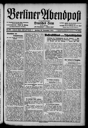 Berliner Abendpost vom 22.11.1912