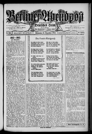 Berliner Abendpost vom 25.12.1912