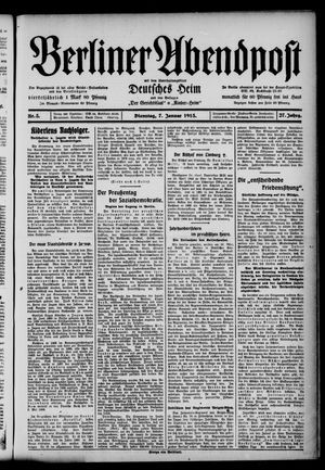 Berliner Abendpost vom 07.01.1913