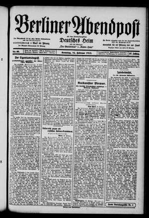 Berliner Abendpost vom 16.02.1913