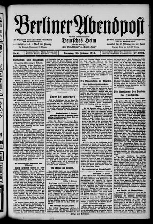Berliner Abendpost vom 18.02.1913