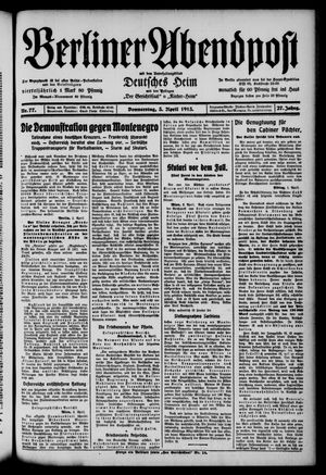 Berliner Abendpost on Apr 3, 1913