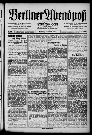 Berliner Abendpost vom 15.04.1913