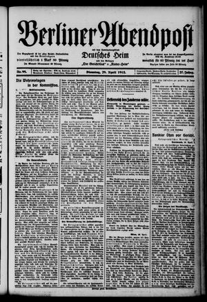 Berliner Abendpost vom 29.04.1913