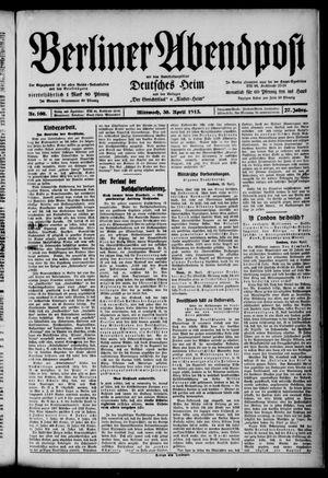 Berliner Abendpost vom 30.04.1913