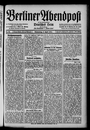 Berliner Abendpost on Apr 2, 1914