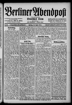 Berliner Abendpost on Apr 10, 1914