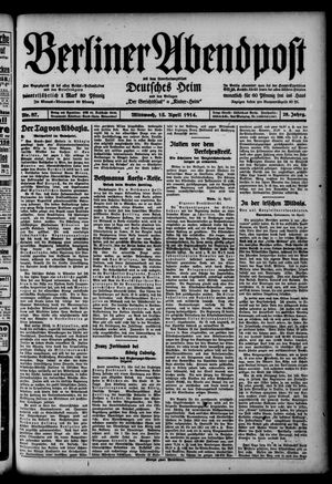 Berliner Abendpost on Apr 15, 1914