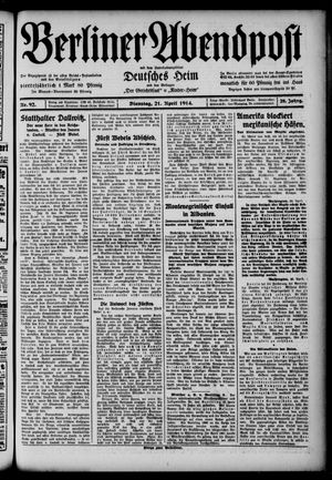 Berliner Abendpost on Apr 21, 1914