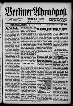 Berliner Abendpost vom 24.04.1914