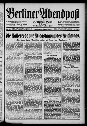 Berliner Abendpost vom 05.08.1914