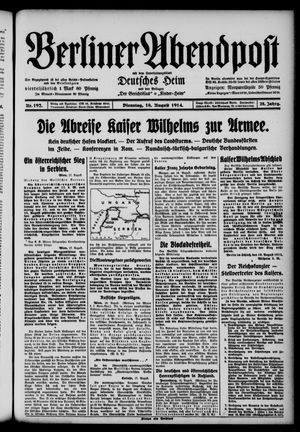 Berliner Abendpost vom 18.08.1914