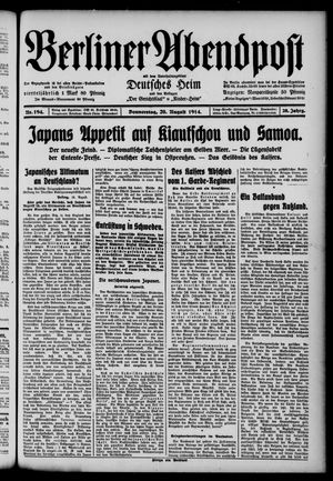 Berliner Abendpost vom 20.08.1914