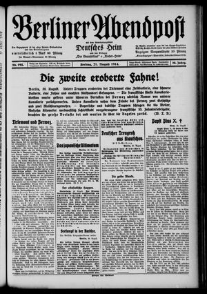 Berliner Abendpost vom 21.08.1914