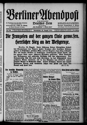 Berliner Abendpost vom 22.08.1914