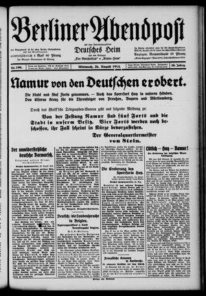 Berliner Abendpost vom 26.08.1914