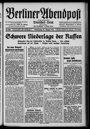 Berliner Abendpost vom 27.08.1914