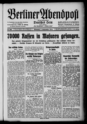 Berliner Abendpost vom 02.09.1914