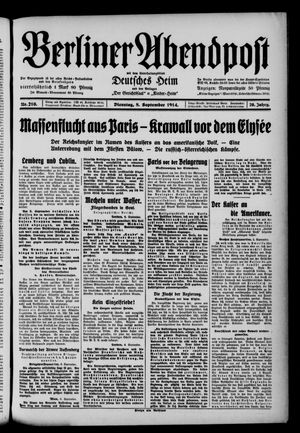 Berliner Abendpost vom 08.09.1914
