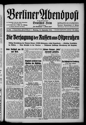 Berliner Abendpost vom 15.09.1914