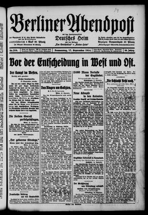 Berliner Abendpost on Sep 17, 1914