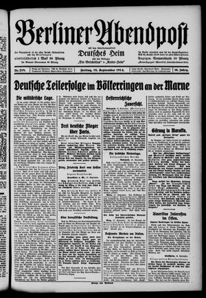 Berliner Abendpost vom 18.09.1914