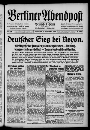 Berliner Abendpost vom 19.09.1914