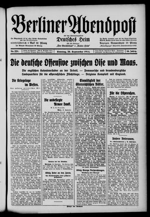 Berliner Abendpost vom 20.09.1914