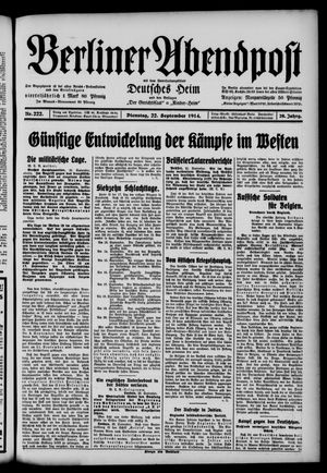 Berliner Abendpost vom 22.09.1914