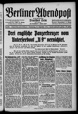 Berliner Abendpost vom 24.09.1914