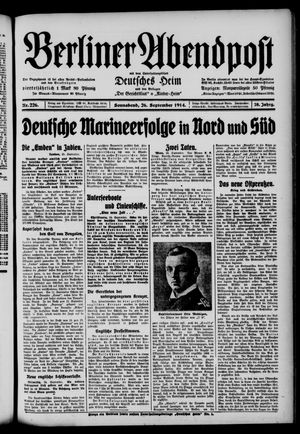 Berliner Abendpost vom 26.09.1914