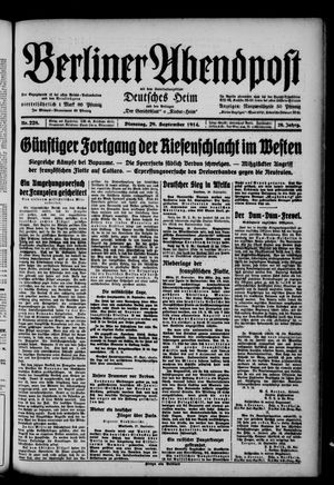 Berliner Abendpost vom 29.09.1914