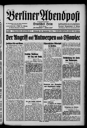 Berliner Abendpost vom 30.09.1914
