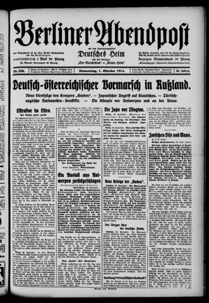 Berliner Abendpost vom 01.10.1914