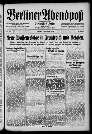 Berliner Abendpost vom 02.10.1914