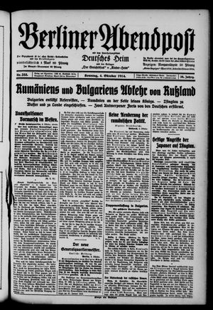 Berliner Abendpost vom 04.10.1914