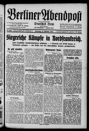 Berliner Abendpost vom 13.10.1914