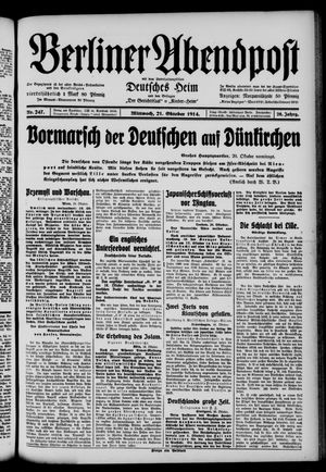 Berliner Abendpost vom 21.10.1914