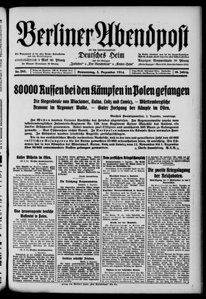 Berliner Abendpost vom 03.12.1914