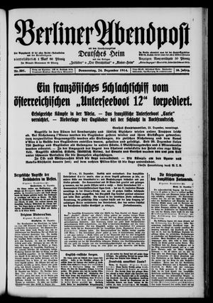Berliner Abendpost vom 24.12.1914