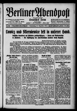 Berliner Abendpost vom 31.12.1914