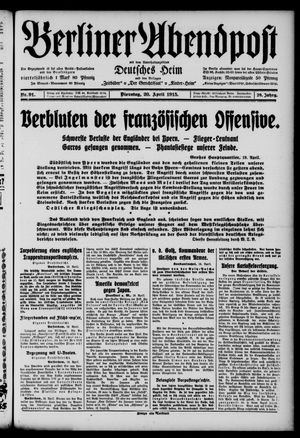 Berliner Abendpost vom 20.04.1915