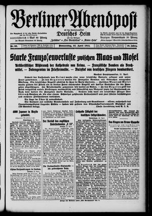 Berliner Abendpost on Apr 22, 1915